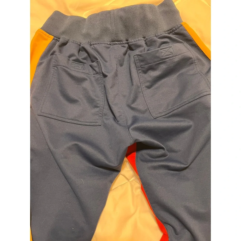 Le Tigre Collection Mens Small Blue Colorblock Joggers Yellow Red Stripe Pants